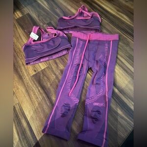 Three items.  Workout outfit. Xs. Stretchy